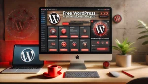 DALL·E 2025 01 11 10.01.15 A realistic desktop screenshot showing a WordPress dashboard open on a computer screen highlighting a section displaying free WordPress plugins with